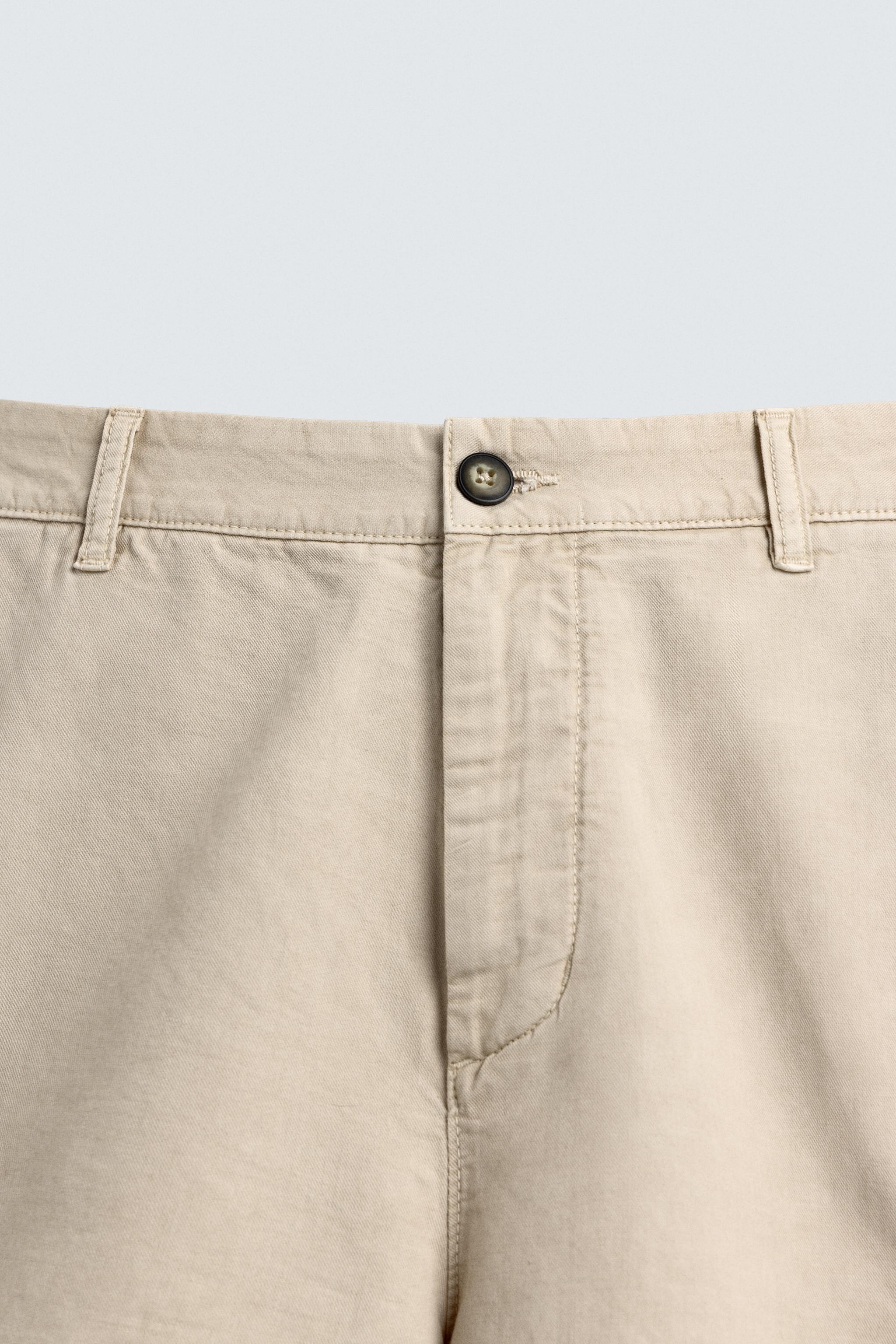 COTTON-LINEN BLEND CARGO SHORTS